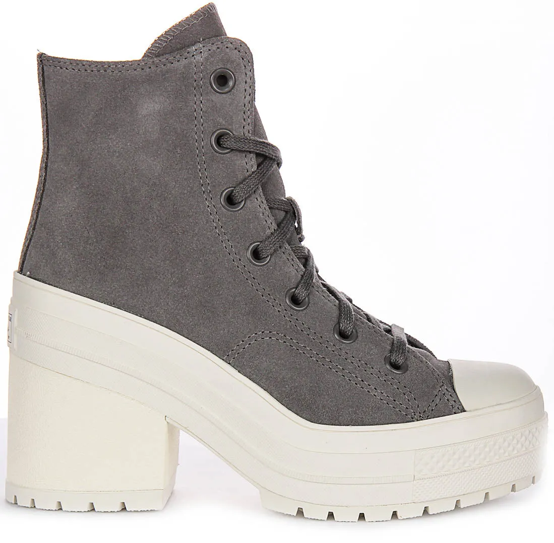 Converse Chuck 70s De Luxe Heel A12327C In Grey Suede Shoes Converse