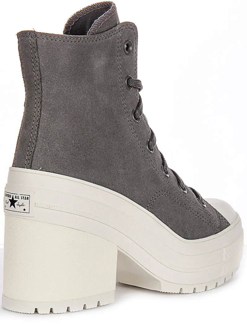 Converse Chuck 70s De Luxe Heel A12327C In Grey Suede Shoes Converse