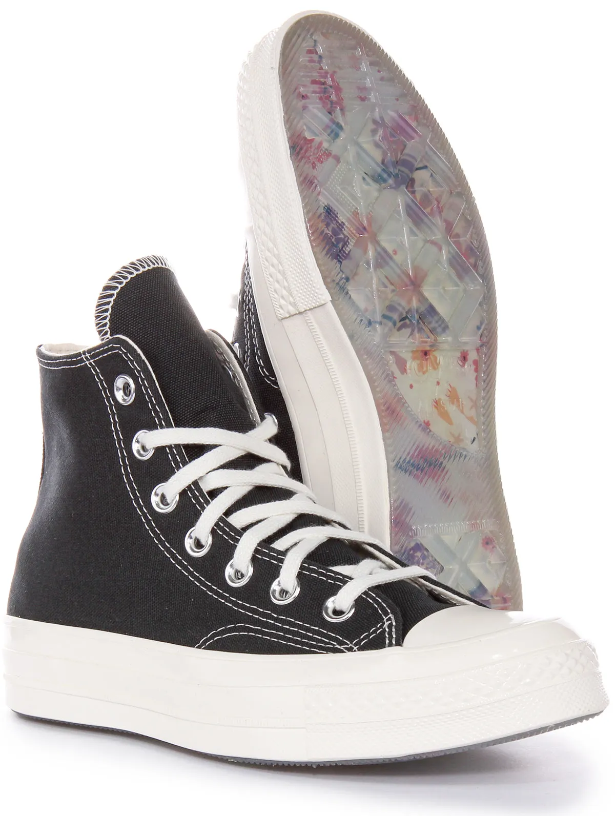 Converse Chuck 70s Hi A07108C In Black White Flower Shoes Converse
