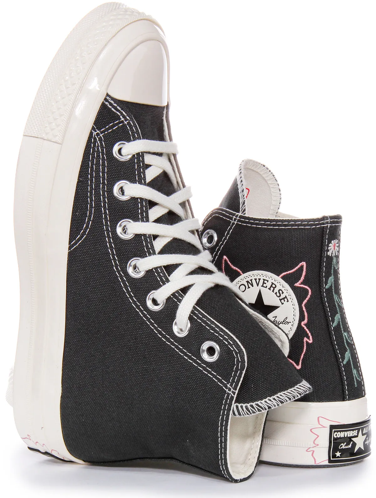 Converse Chuck 70s Hi A07108C In Black White Flower Shoes Converse