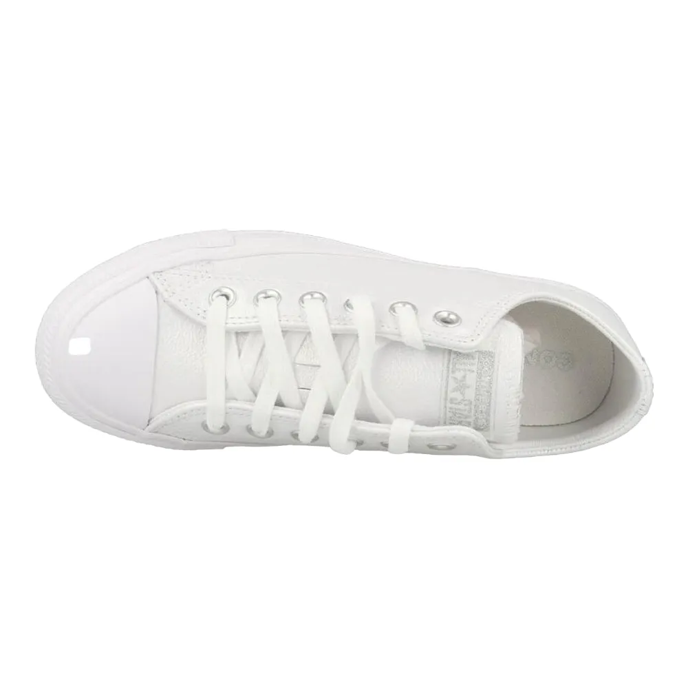 Converse Chuck Taylor All Star OX Kids' White Leather Shiny Sneakers ecco Shoes