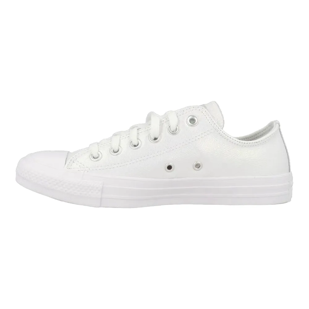 Converse Chuck Taylor All Star OX Kids' White Leather Shiny Sneakers ecco Shoes