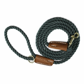 Cotton Rope 3/8" Dog Leash Evergreen With Leather Accents dog mobility,outdoor pet aid