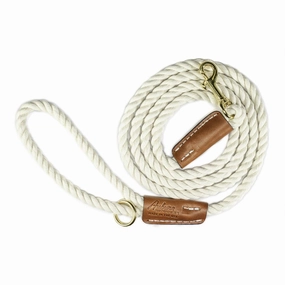 Cotton Rope 3/8" Dog Leash White With Leather Accents dog mobility,outdoor pet aid