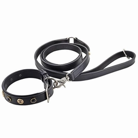 Customizable Charm Leather Dog Leash Black dog mobility,outdoor pet aid