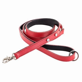 Customizable Charm Leather Dog Leash Red dog mobility,outdoor pet aid