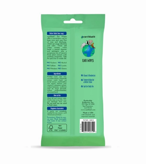 Earthbath Ear Wipes for Dogs and Cats