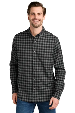 Eddie Bauer Mens Favorite Flannel Long Sleeve Button Down Shirt w/ Pocket - Deep Black Mini Buffalo  Exquisite Clothing Eddie-Bauer
