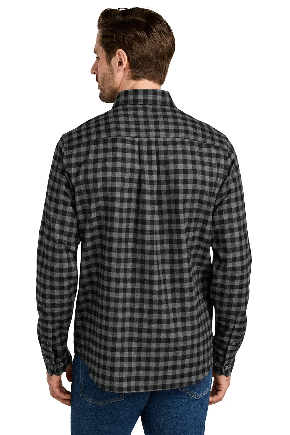 Eddie Bauer Mens Favorite Flannel Long Sleeve Button Down Shirt w/ Pocket - Deep Black Mini Buffalo  Exquisite Clothing Eddie-Bauer