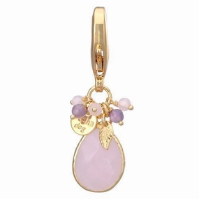 Faceted Dog Collar Charm Pink Quartz