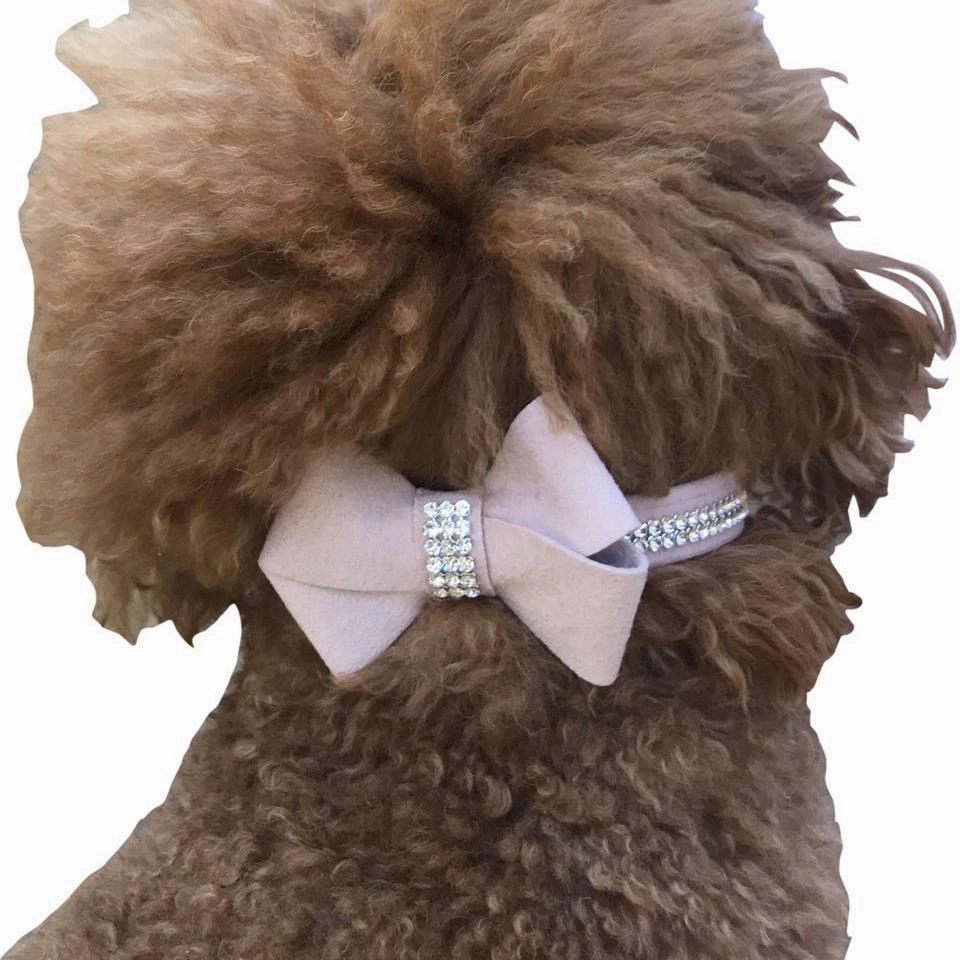 First Place Bow Dog Collar Slider Light Rose