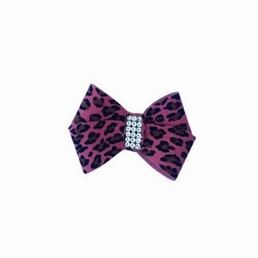 First Place Bow Dog Collar Slider Pink Cheetah dog collar accessory,collar decor
