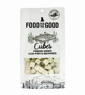 Food For The Good Freeze Dried Cat & Dog Treats (Cod Fish & Seaweed Cubes) freeze-dried dog food,lightweight pet food