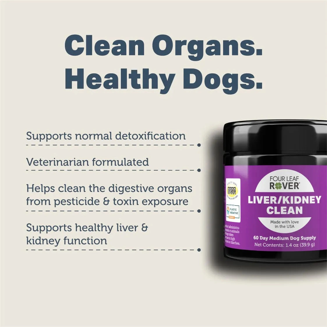Four Leaf Rover Liver/Kidney Clean Supplements for Dogs
