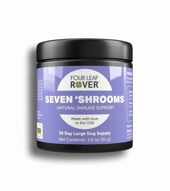 Four Leaf Rover (SEVEN 'SHROOMS) Organic Mushroom Mix Dog Supplement dog leash,walking strap