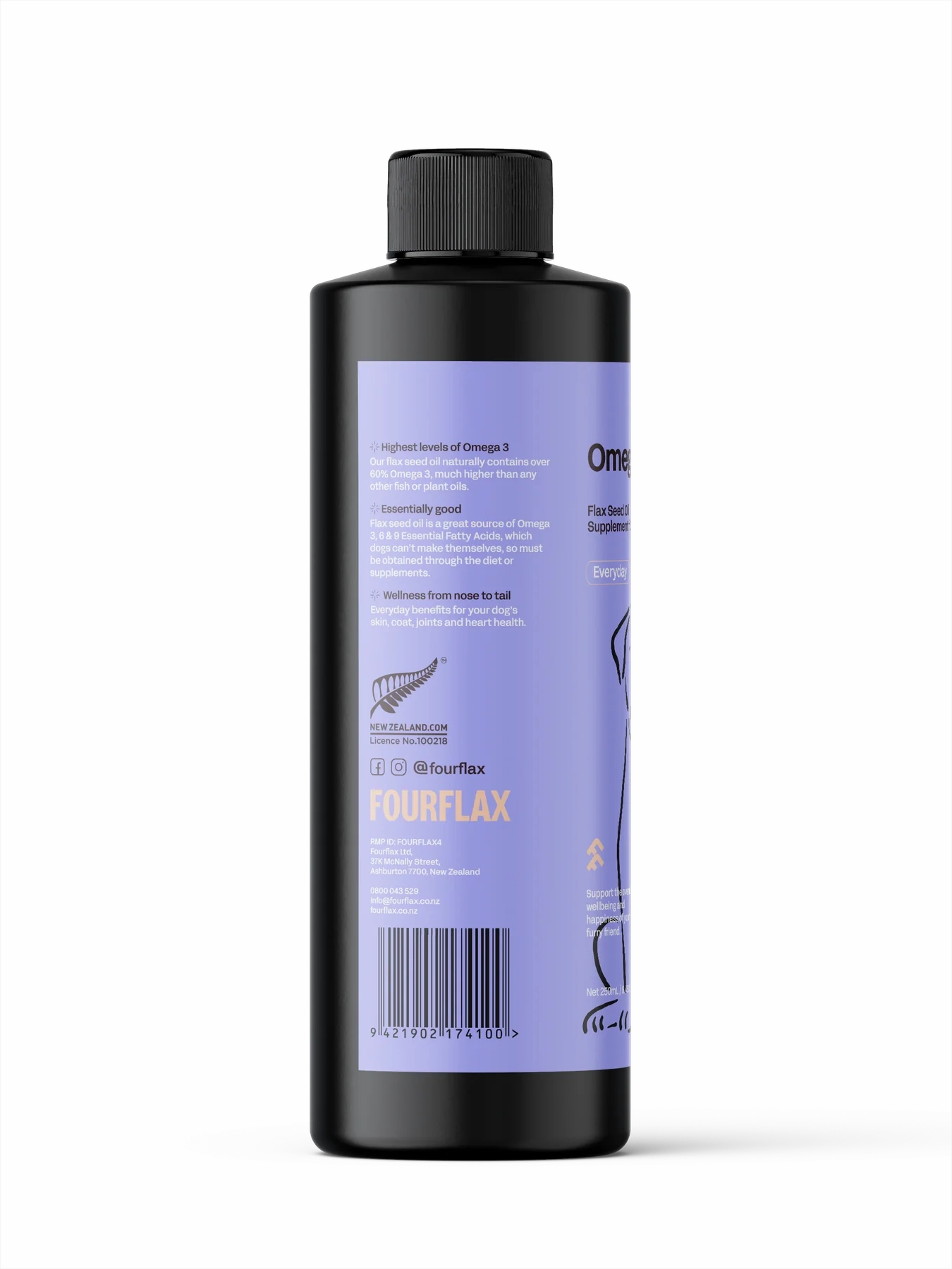 Fourflax Flax Seed Oil Supplement for Dogs (Omega 3)