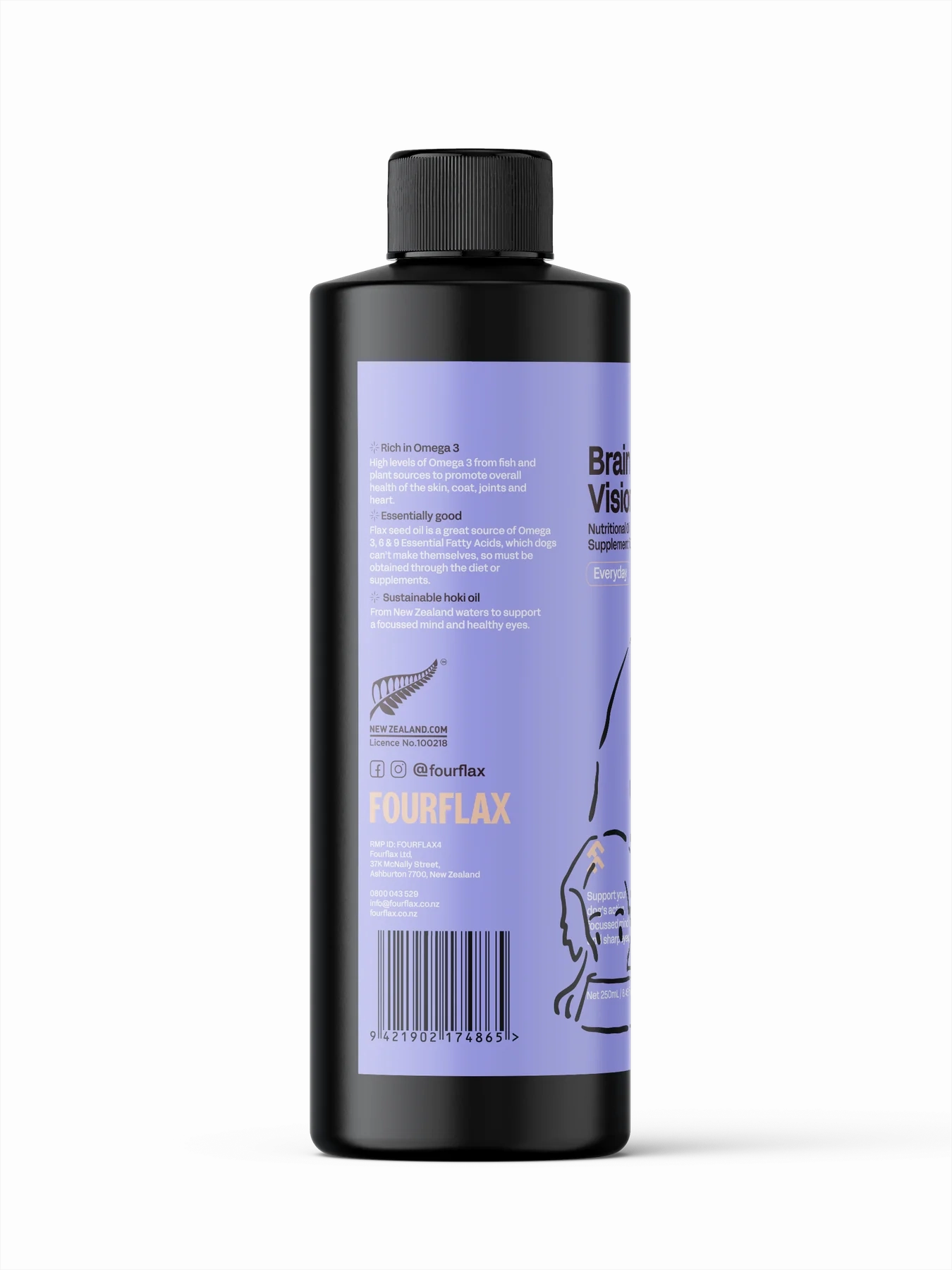 Fourflax Nutritional Oil Supplement for Dogs (Brain & Vision/Fish & Flax)