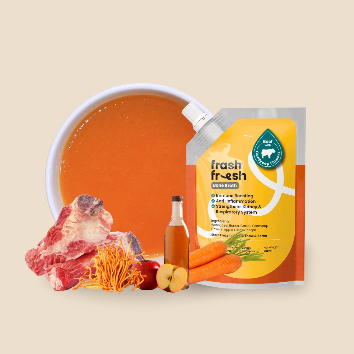 frashfresh Health Broth For Dogs & Cats (BEEF with Cordyceps Flowers) dog oral care,pet dental
