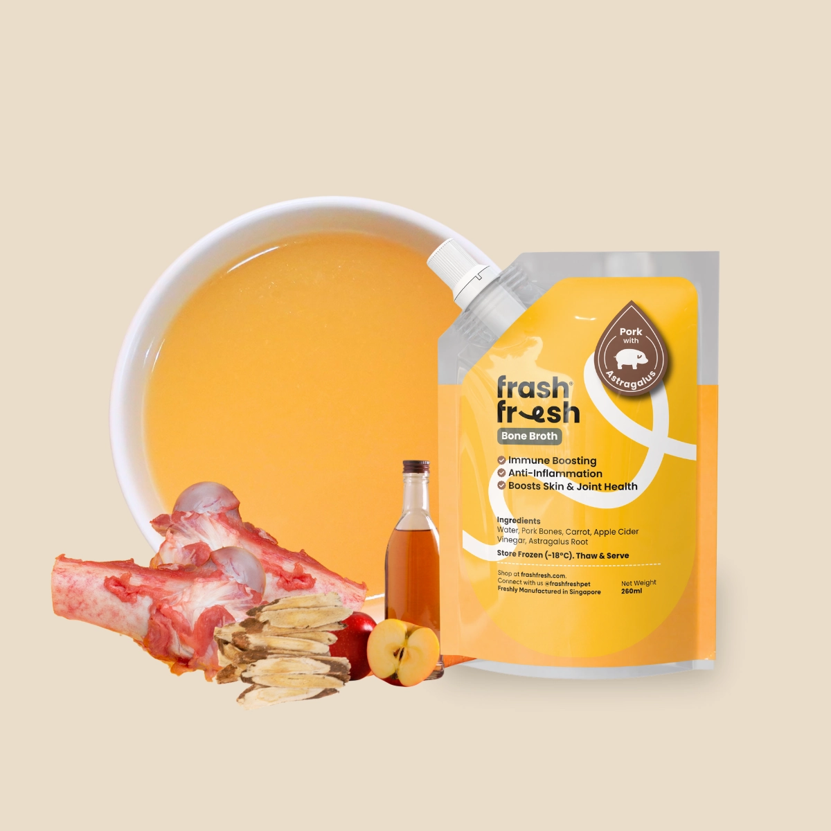 frashfresh Health Broth For Dogs & Cats (PORK with Astragalus Root) dog oral care,pet dental