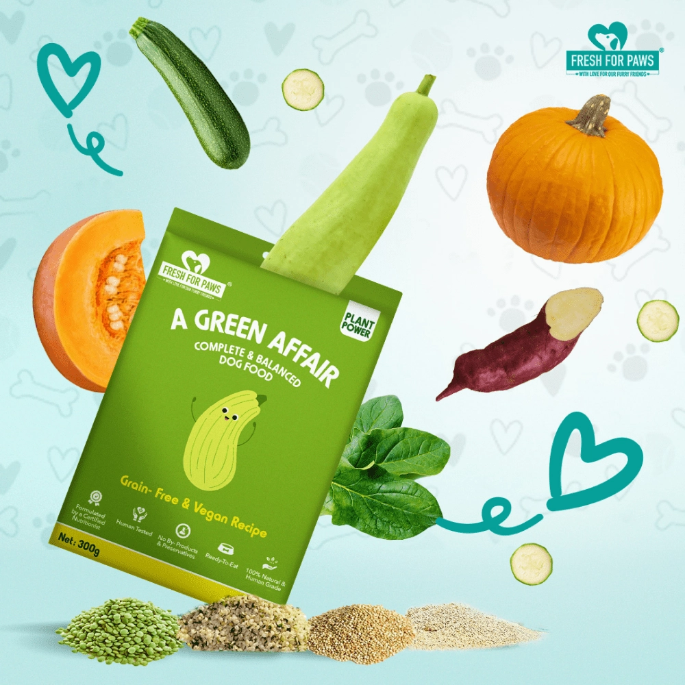 Fresh For Paws A Green Affair Grain Free & Vegan and Go Go Cottage Cheese and Oh My Greens Dog Wet Food Combo