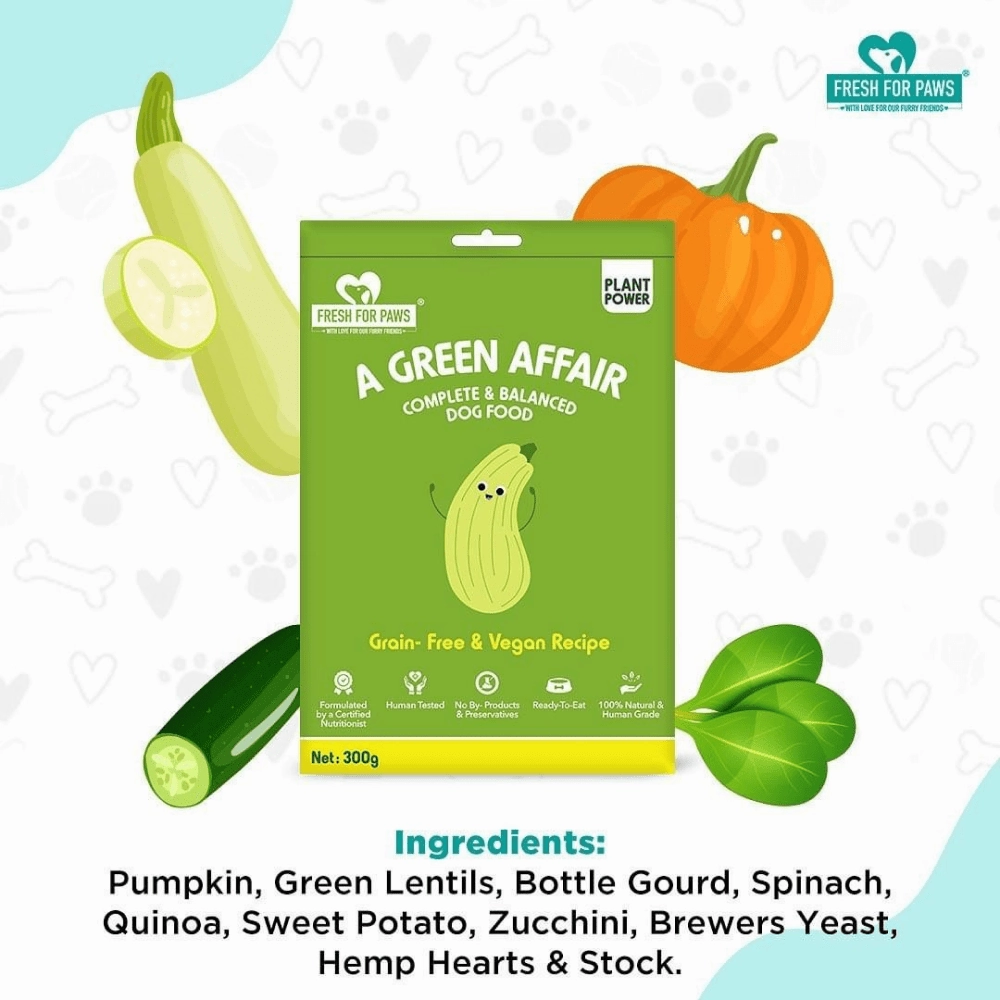 Fresh For Paws A Green Affair Grain Free & Vegan and Go Go Cottage Cheese and Oh My Greens Dog Wet Food Combo