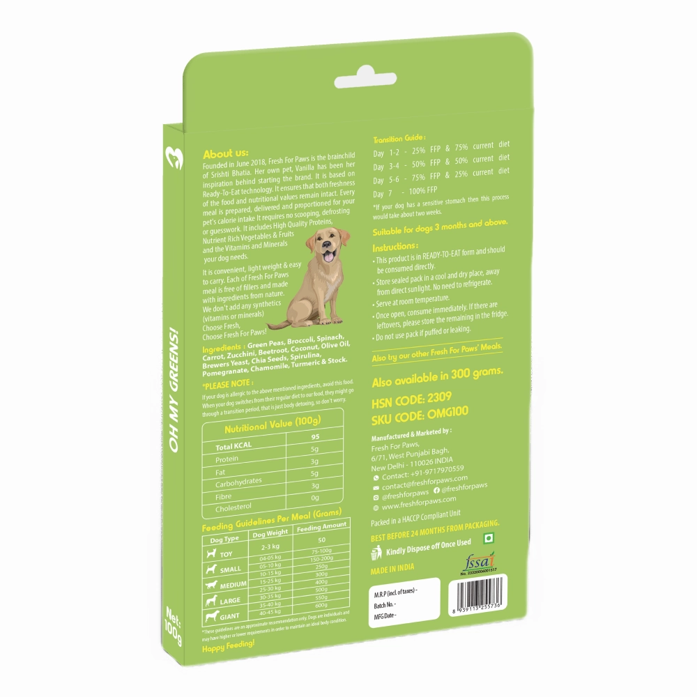 Fresh For Paws Oh My Greens Dog Wet Food (100g)