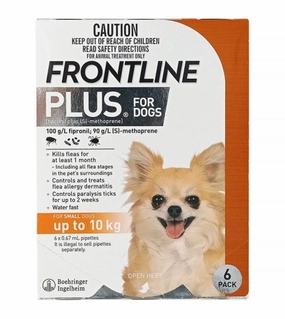 Frontline Plus Flea & Tick Treatment For Small Dogs (Up to 10kg) pet housekeeping,dog mess kit