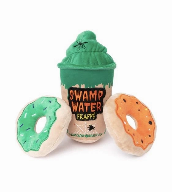 FuzzYard Halloween Swamp Water Frappe & Donuts Plush Dog Toys (3-Pack Set) wet dog food,moist dog food