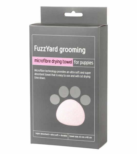 FuzzYard Microfibre Pink With Grey Trim Drying Towel For Puppies interactive dog toy,tech pet toy