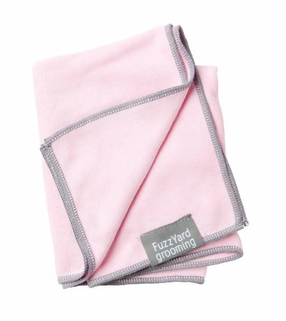 FuzzYard Microfibre Pink With Grey Trim Drying Towel For Puppies