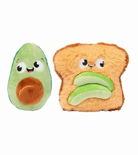 FuzzYard Perfect Match Squeaky Plush Dog Toy (Avocado & Toast 2 Pack) wet dog food,moist dog food