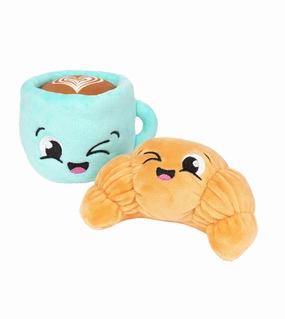 FuzzYard Perfect Match Squeaky Plush Dog Toy (Croissant & Cappuccino 2 Pack) wet dog food,moist dog food