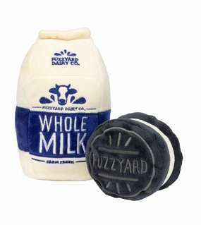 FuzzYard Perfect Match Squeaky Plush Dog Toy (Milk & Cookie 2 Pack) wet dog food,moist dog food