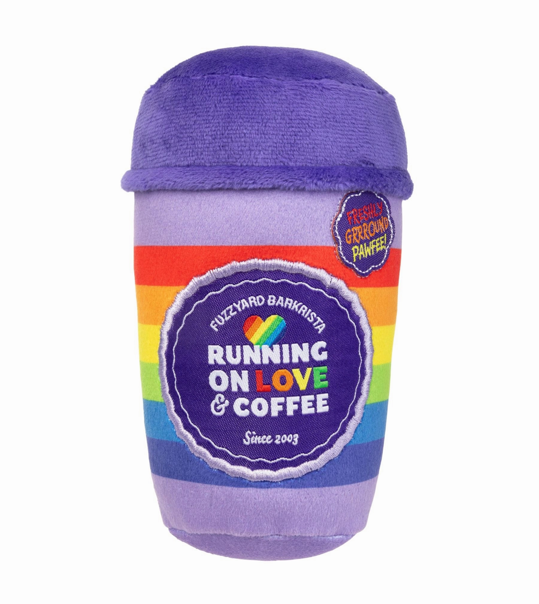 FuzzYard Pride Plush Dog Toy (Rainbow Pawfee) wet dog food,moist dog food
