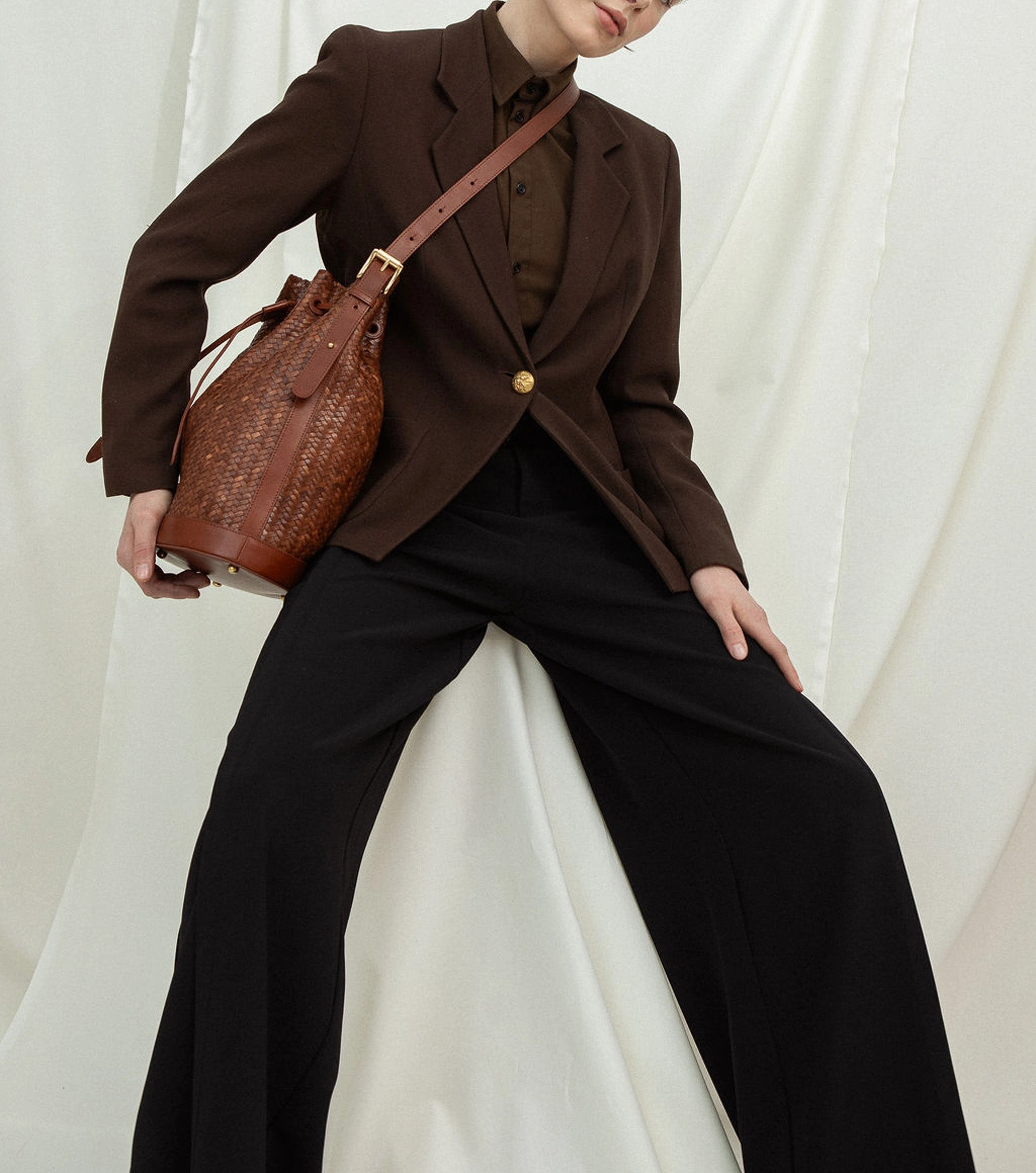 Gaya Dark Maroon Dama Bucket Bag