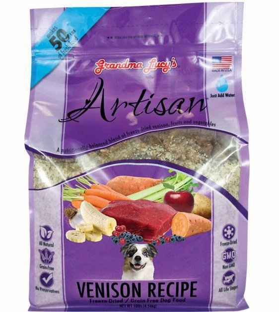 Grandma Lucy's Artisan Freeze Dried Venison Recipe Dog Food freeze-dried dog food,lightweight pet food