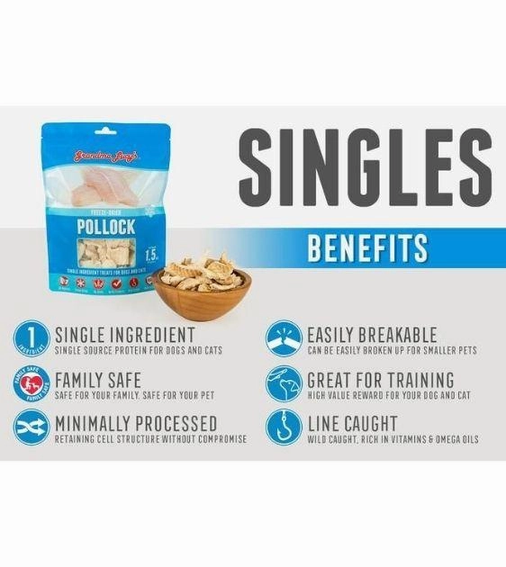 Grandma Lucys Singles Freeze Dried Pollock Cat & Dog Treats