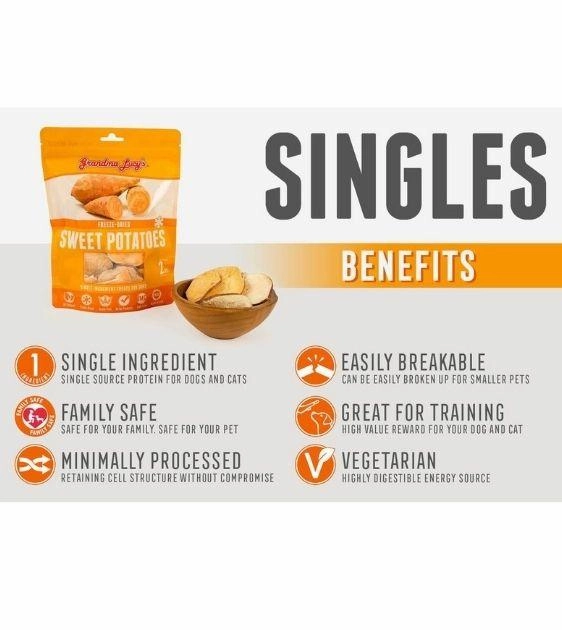 Grandma Lucys Singles Freeze Dried Sweet Potatoes Dog Treats