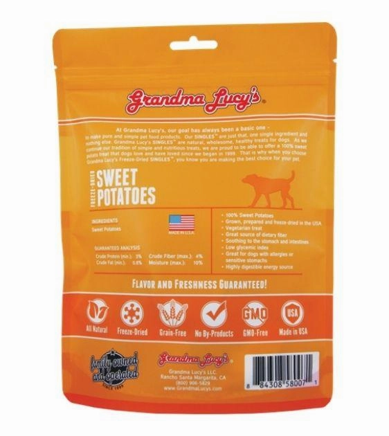 Grandma Lucys Singles Freeze Dried Sweet Potatoes Dog Treats