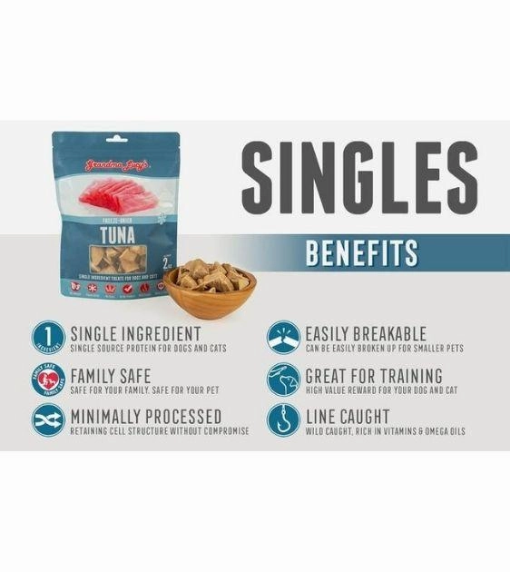Grandma Lucys Singles Freeze Dried Tuna Cat & Dog Treats