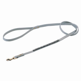 Grey/Hematite Mini Beaded Dog Leash dog mobility,outdoor pet aid
