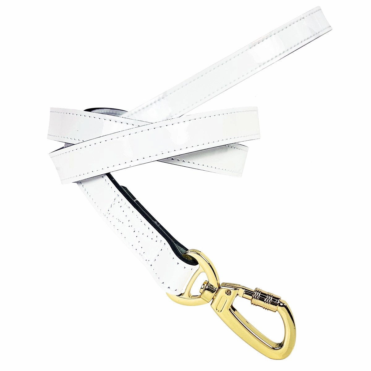 Hamilton Collection Dog Leash White Patent/Gold dog mobility,outdoor pet aid