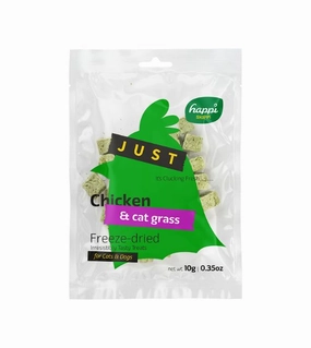 Happi Skippi (Happi Doggy) JUST Freeze Dried Cat & Dog Treats (Chicken & Cat Grass) freeze-dried dog food,lightweight pet food