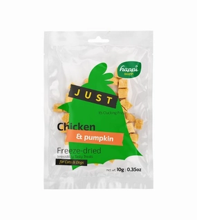 Happi Skippi (Happi Doggy) JUST Freeze Dried Cat & Dog Treats (Chicken & Pumpkin) freeze-dried dog food,lightweight pet food