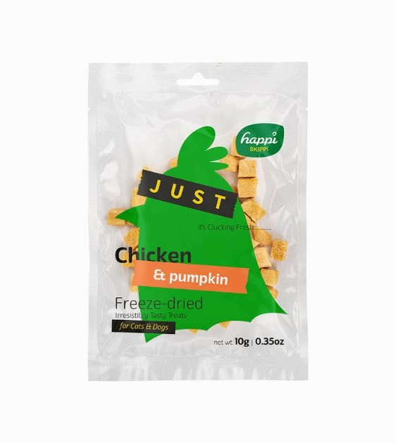 Happi Skippi (Happi Doggy) JUST Freeze Dried Cat & Dog Treats (Chicken & Pumpkin) freeze-dried dog food,lightweight pet food