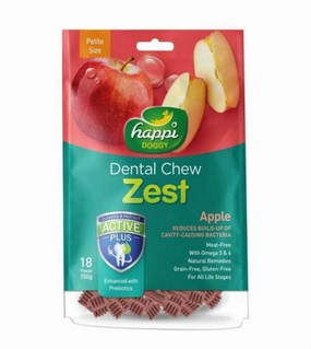 Happi Skippi (Happi Doggy) ZEST Petite Dental Dog Chews (Apple) dog chews,dog bones