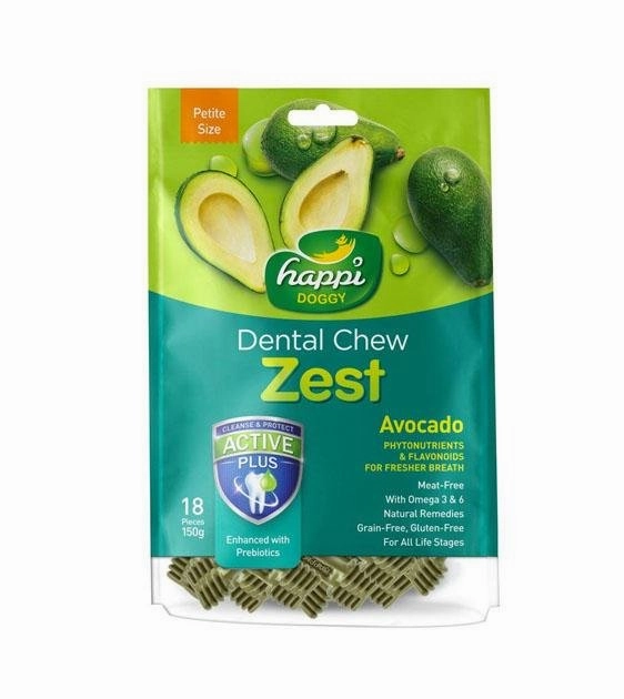 Happi Skippi (Happi Doggy) ZEST Petite Dental Dog Chews (Avocado) pet coat care,skin health