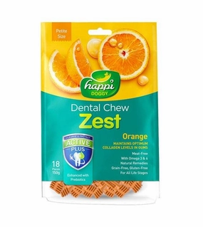 Happi Skippi (Happi Doggy) ZEST Petite Dental Dog Chews (Orange) pet coat care,skin health