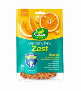 Happi Skippi (Happi Doggy) ZEST Petite Dental Dog Chews (Orange) dog chews,dog bones