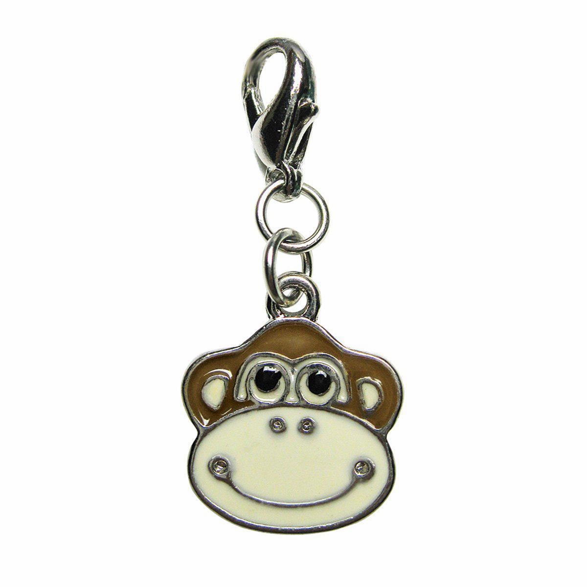 Happy Face Monkey Enamel Dog Collar Charm